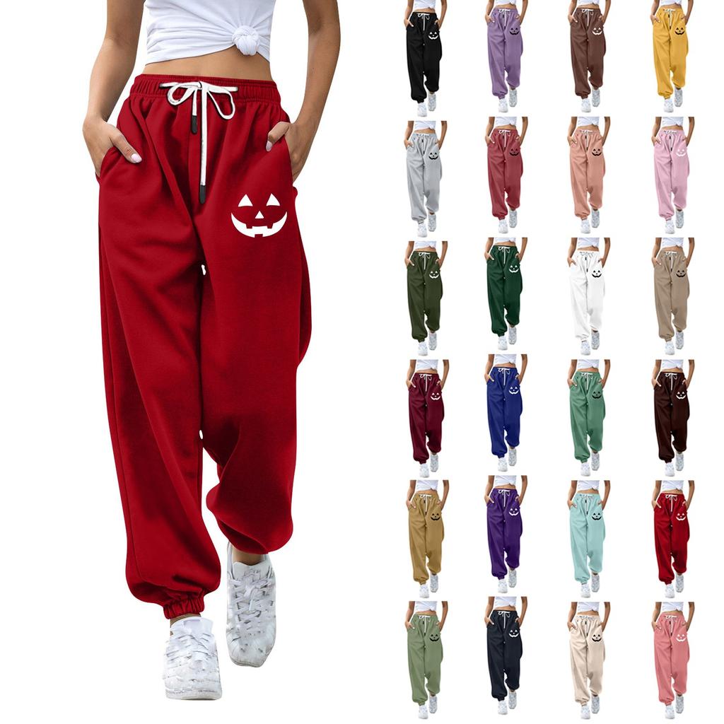 מכנסי טרנינג קז'ואל לילדים ספורט יום ליל כל הקדושים מודפס מגרדיאנט כיס שרוך