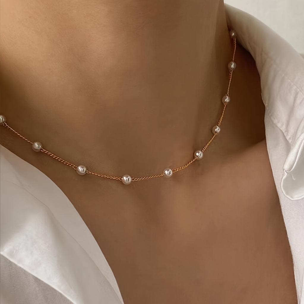 Simple Temperament, Versatile Imitation Pearl Necklace, Fashionable Beach Resort Chain for Men and Women