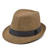 Hat Vintage Sunshade Hollowedout Gentleman Straw Hat With Rolled Edge Jazz Belt