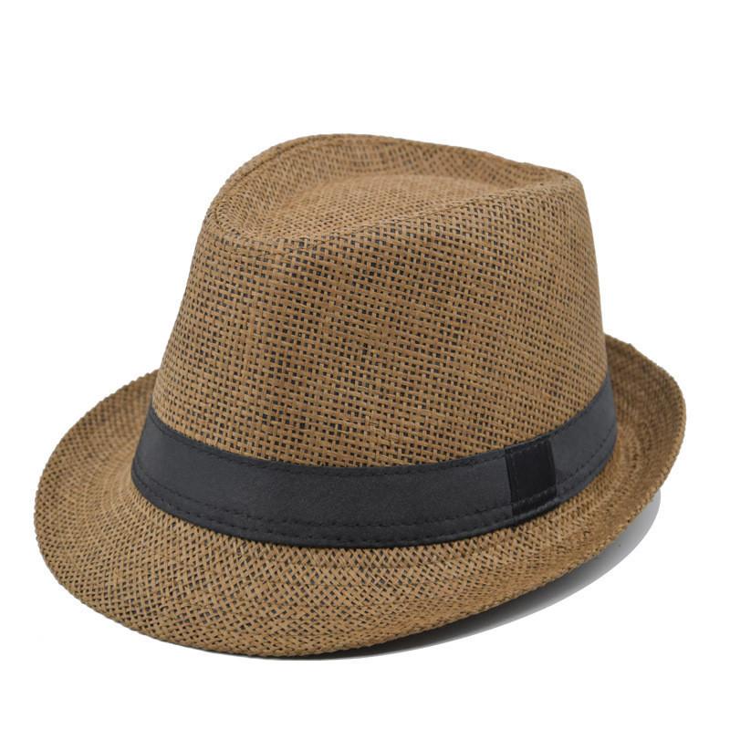 Hat Vintage Sunshade Hollowedout Gentleman Straw Hat With Rolled Edge Jazz Belt