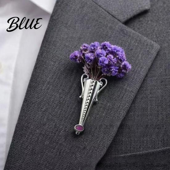 Stylish Floral Brooch Vase Flower Holder Pin Insert Alloy Lapel