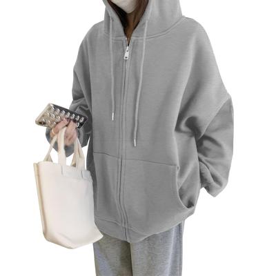 Autumn Hoodie Instantly Stylish and Long with and Plus Sizes Loose Solid Casual [Luxiwear] Women's [Slimming Look! Cute] Zip-Up Hoodie, Sweatshirt,