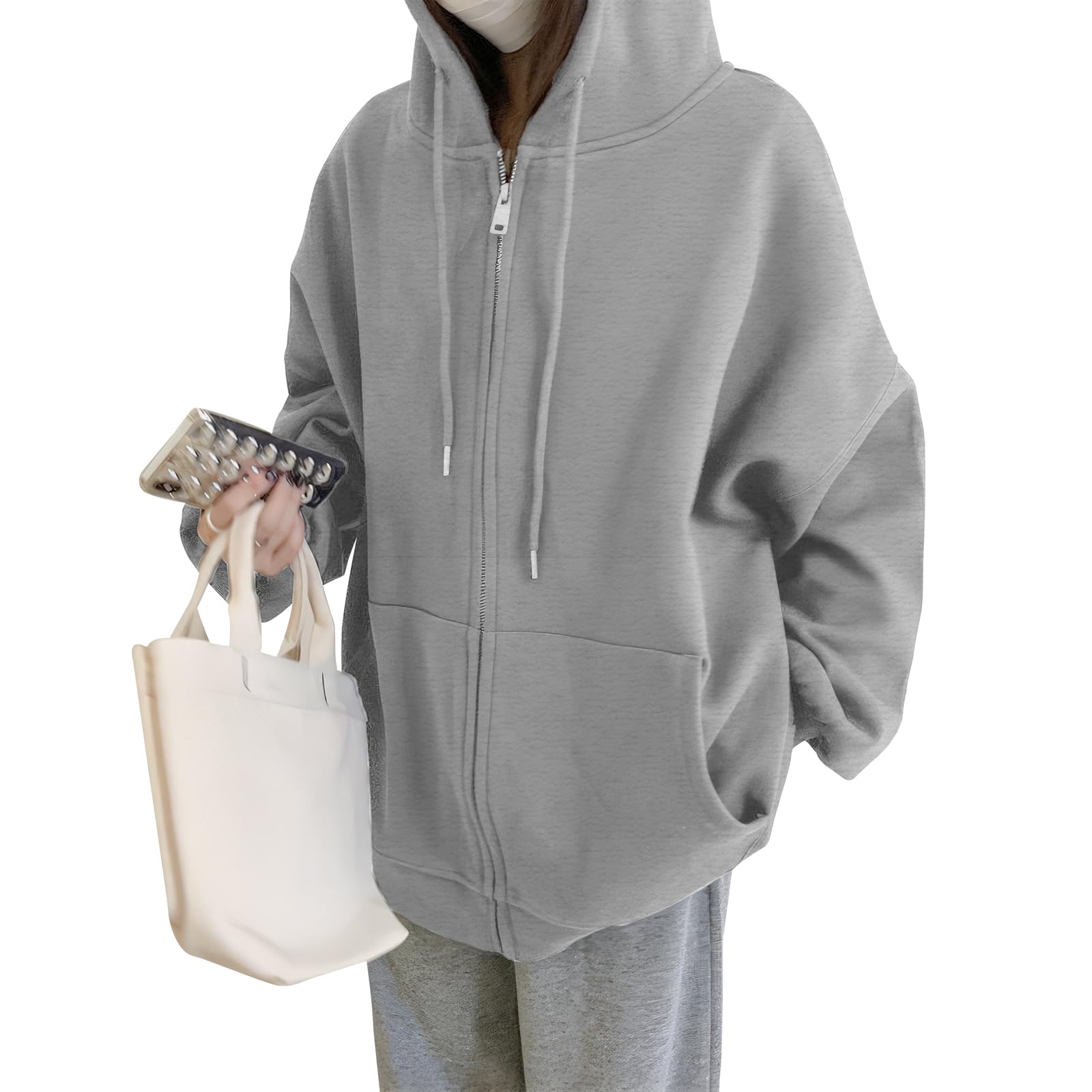 

Autumn Hoodie Instantly Stylish and Long with and Plus Sizes Loose Solid Casual [Luxiwear] Women s [Slimming Look! Cute] Zip-Up Hoodie, Sweatshirt,