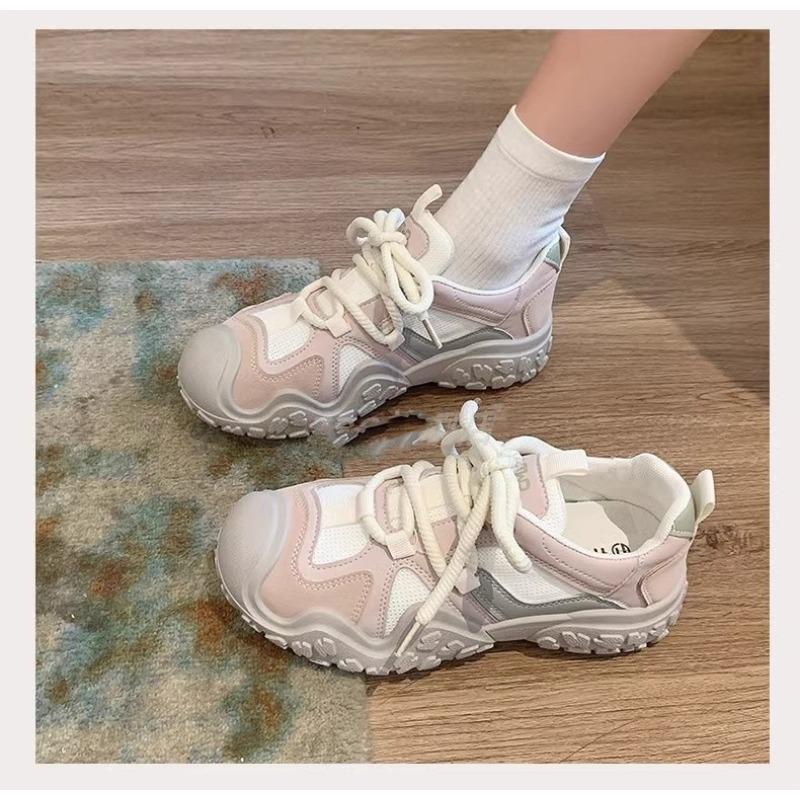 

Thick-soled heightening dad shoes women s new spring and autumn mesh breathable lightweight soft-soled casual sports shoes 40 розовый