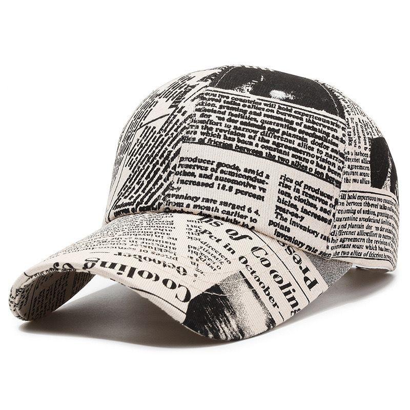 Spring and Autumn New Hat Unisex Newspaper Print Baseball Cap Street Hip Hop Cap Fishing Outdoor Floral