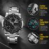 Orologio Digitale da Uomo SKMEI Triplo Fuso Orario Doppio Display Acciaio Inossidabile 1389