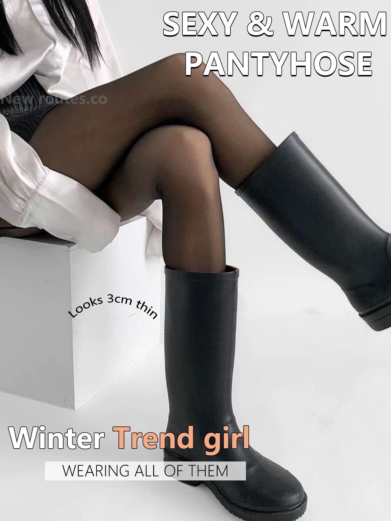

New Winter Warm Thicken Leggings Lined Tights Thermal Pantyhose For Women Panty Polar Skin Black Grey Effect Stockings One Size