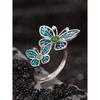 Natural Jasper Double Butterfly Ring for Women s925Gold-plated, Enamel-painted, Niche Design with an Ancient and Ethereal Feel, Adjustable Opening