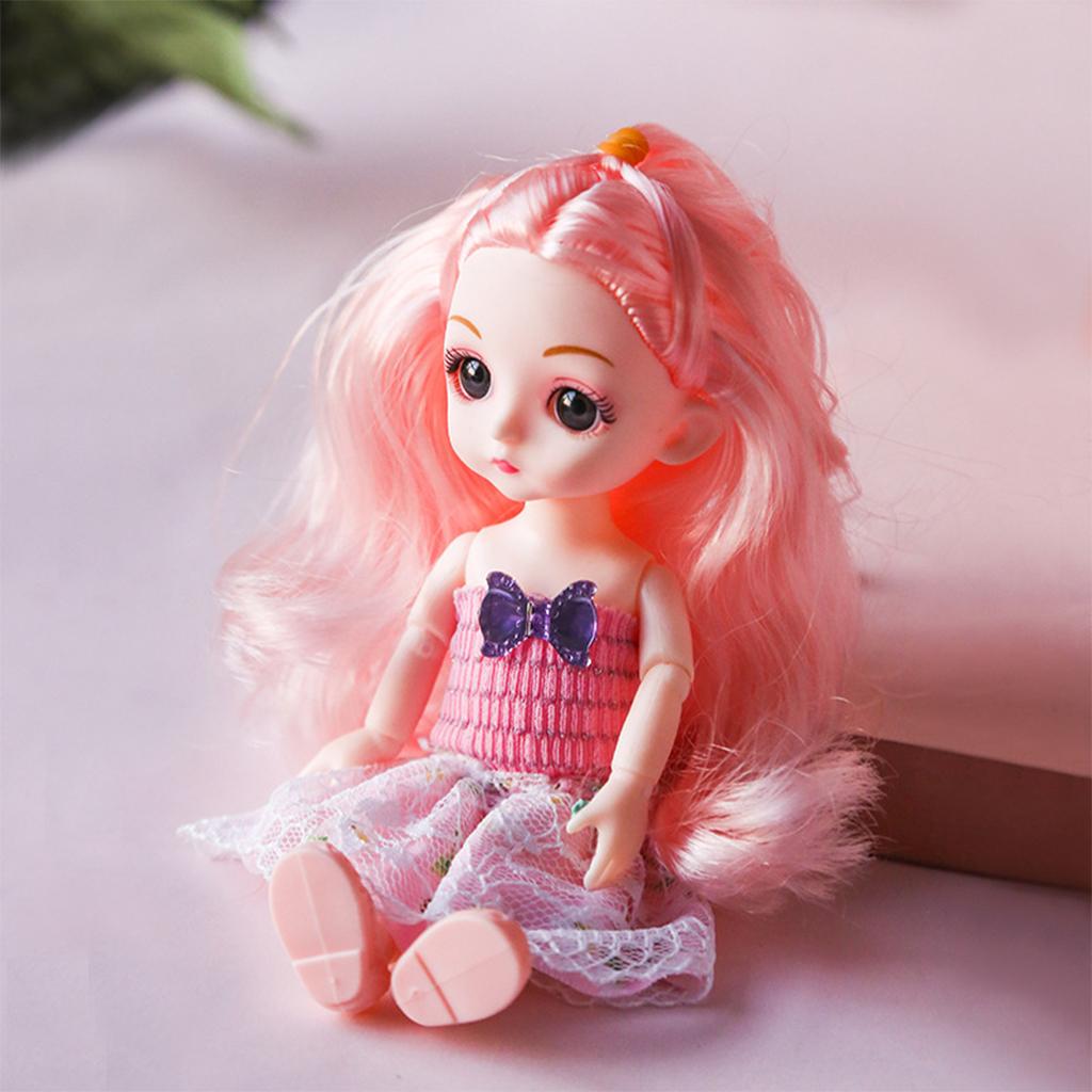Cute 13 Joints 16cm 1/12 BJD Doll W/ Dress & Shoes Girl Toy Gift A