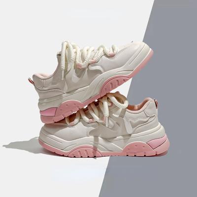Moda Primavera Bonito Rosa Plataforma Tênis Feminino Vulcanizado Corrida Sapatos Branco Respirável Verão Moda Casual Esportes Calçados Femininos