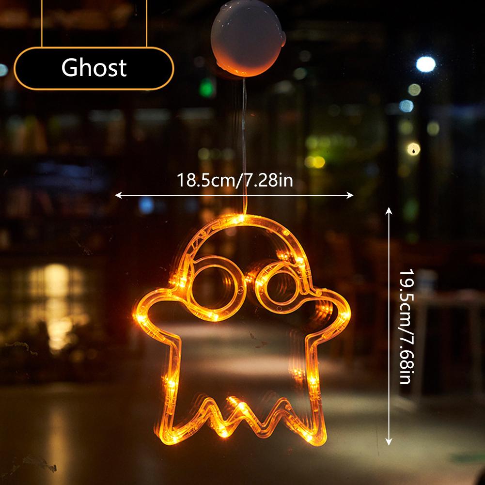 Halloween LED Lights Battery-Powered Ghost Pumpkin Hanging Party Lights for Windows