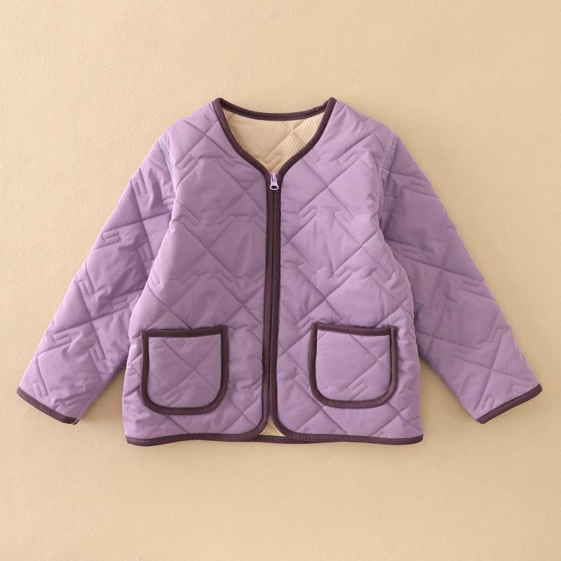 

Children s Windproof Cotton Jacket - Warm School Uniform Inner Wear for Boys and Girls 120 фіолетовий