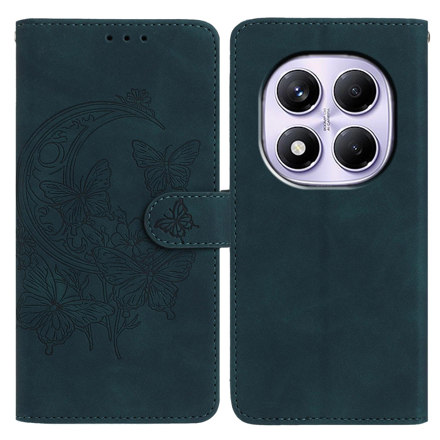 

For Xiaomi Redmi Note 14 Pro 5G/Poco X7 5G Case Butterfly Flower Imprinted PU Leather Wallet Stand Phone Cover B