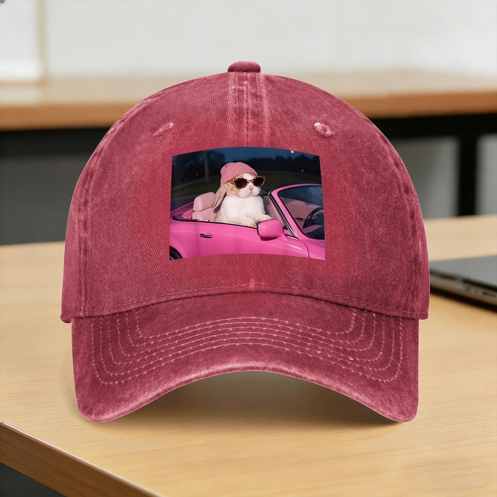 Funny CAR Bunny Meme Casual Baseball Cap For UnisexTeens Summer  Hunting Camping Trucker Hat Design Adjustable Baseball Caps