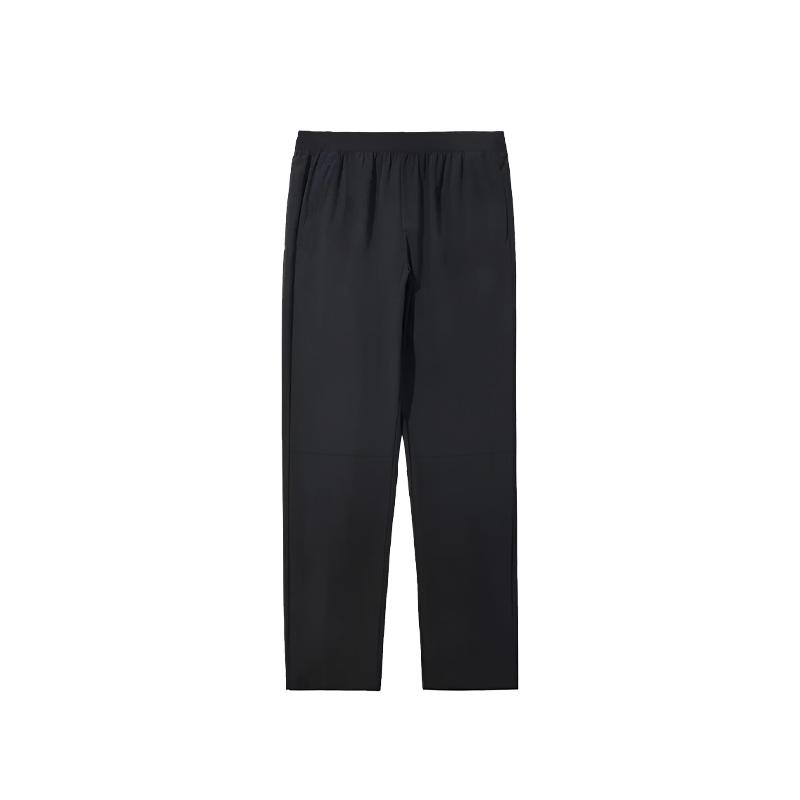 Li-Ning Solid Color Simple Fashion Loose Straight Leg Versatile Sports Lace-Up Casual Pants Men bottoms Black YYKU187-1