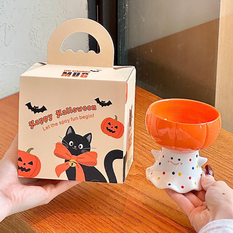 Birthday gift cute funny ghost water cup pumpkin ceramic mug for girl girlfriend Halloween souvenir