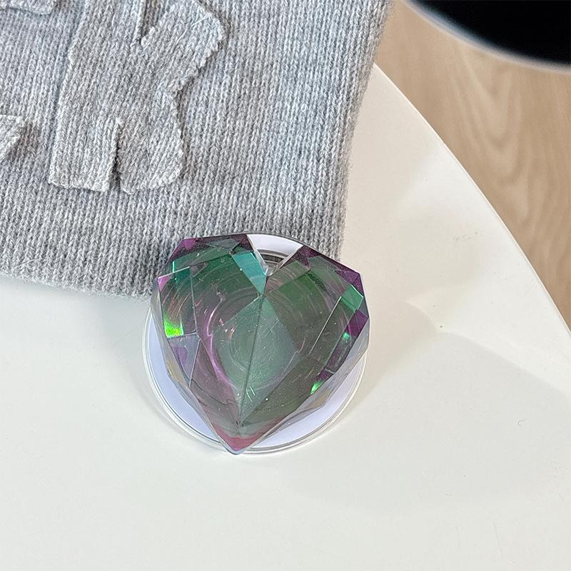 Magnetic Paste Three-Dimensional Laser Heart-Shaped Creative Desktop Drama Mobile Phone Airbag Bracket Transparent Telescopic Ring