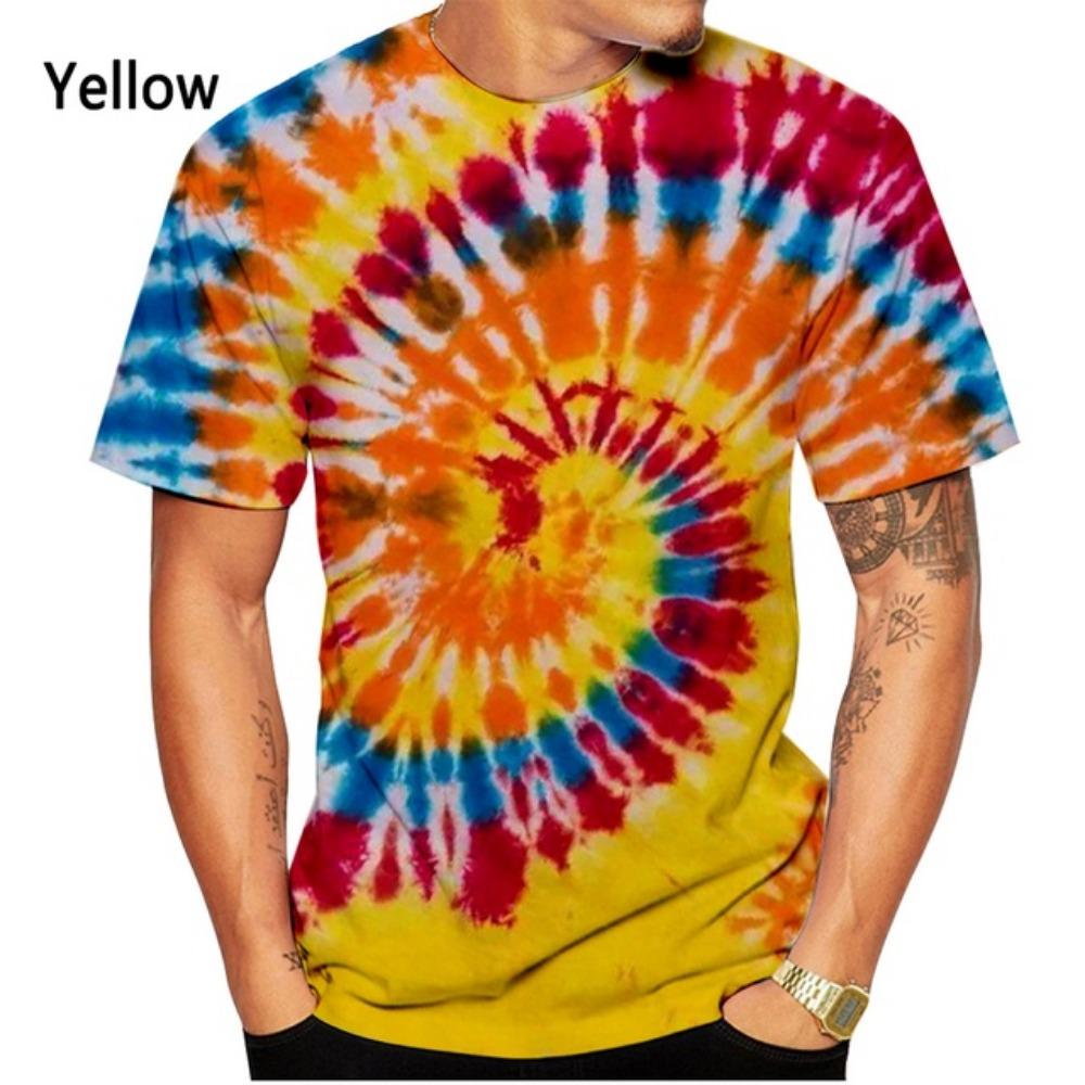 New Fashion Tie-dye 3D Printing T-shirt Spiral Circle T Unisex Casual Short-sleeved Sports Shirt Top