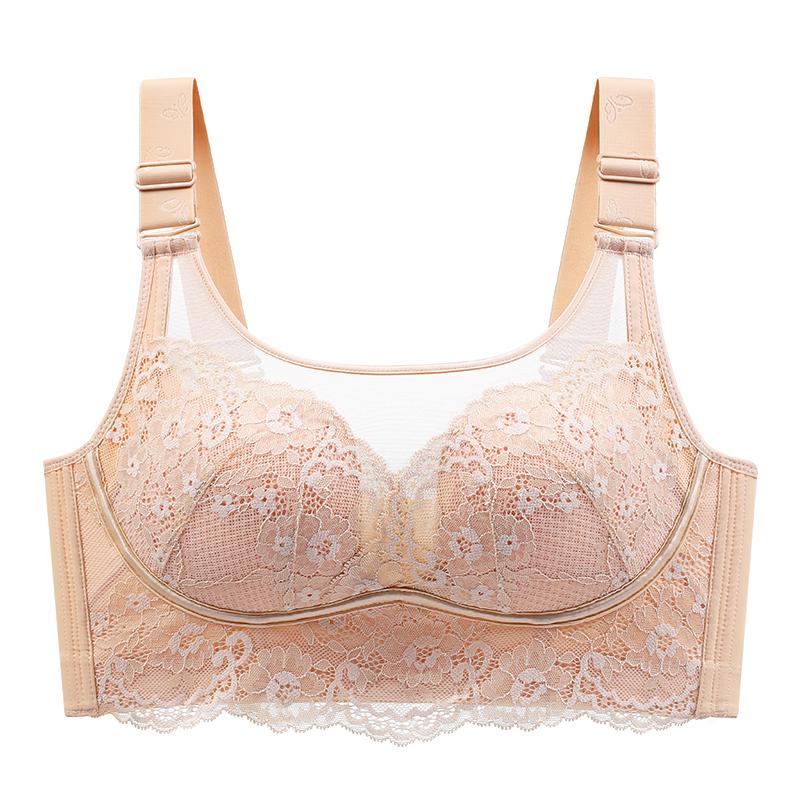 

34-52 CUP CDE Кружевной женский бюстгальтер без косточек для полной фигуры больших размеров без подкладок Кружевной бюстгальтер 52/120E бежевый