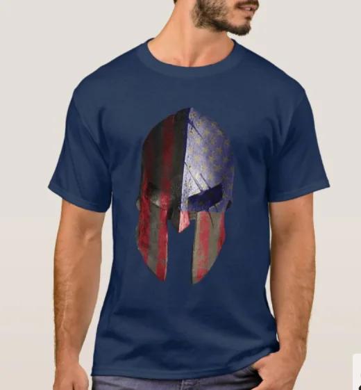

American Flag Spartan Helmet TShirt Summer Cotton Short Sleeve ONeck Mens T Shirt New S3XL 4XL