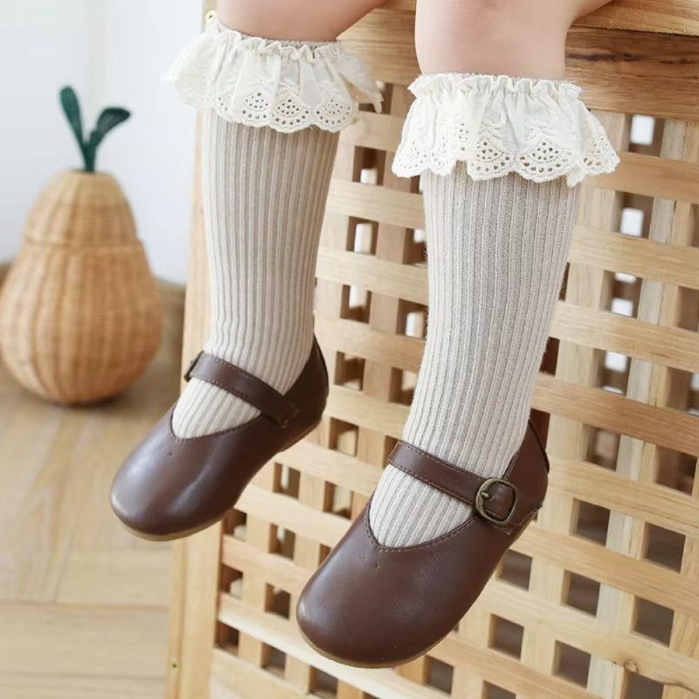 Lace Stuff Knee High Socks Cotton Ruffle Stockings Baby Dress Princess Stockings