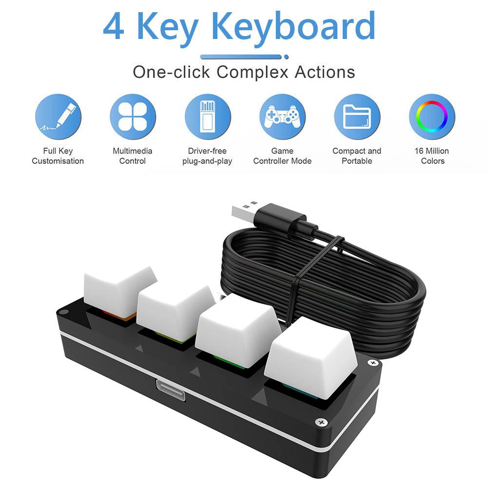 Programmable DIY Mechanical Keyboard Bluetooth/USB Wired RGB Custom Mini 3 Key 1 Knob Knob Macro Hotswap Keypa for Laptop