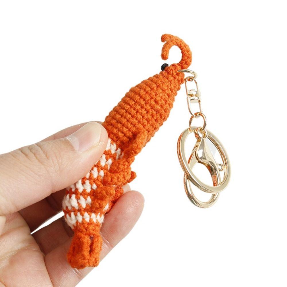 Key Decoration Shrimp Charm Keychains Hand-Woven Shrimp Doll Keyring  Backpack Handbag