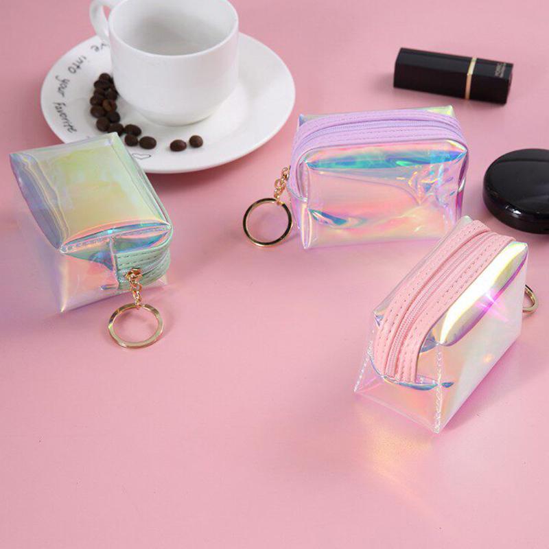 Pvc Transparent Laser Coin Purse Student Can Be Stored Waterproof Mini Coin Keychain Bag