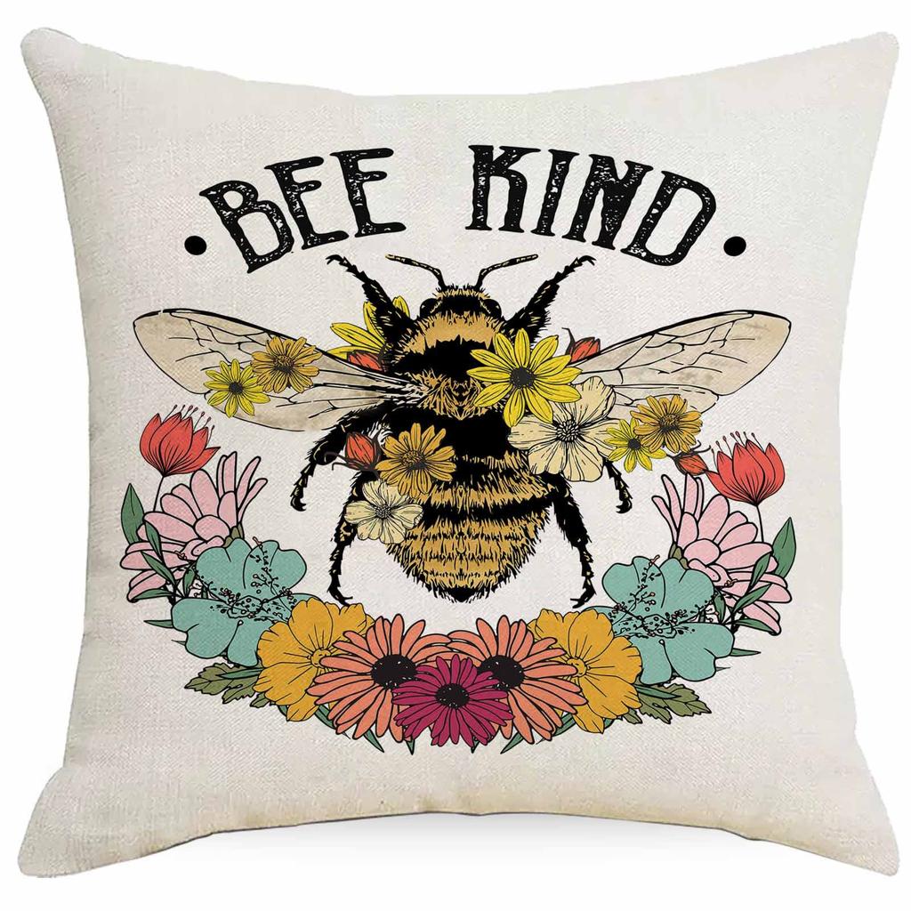 Western Summer Butterfly Bee Flower Pillowcase Home Sofa Cushion Pillowcase Decoration