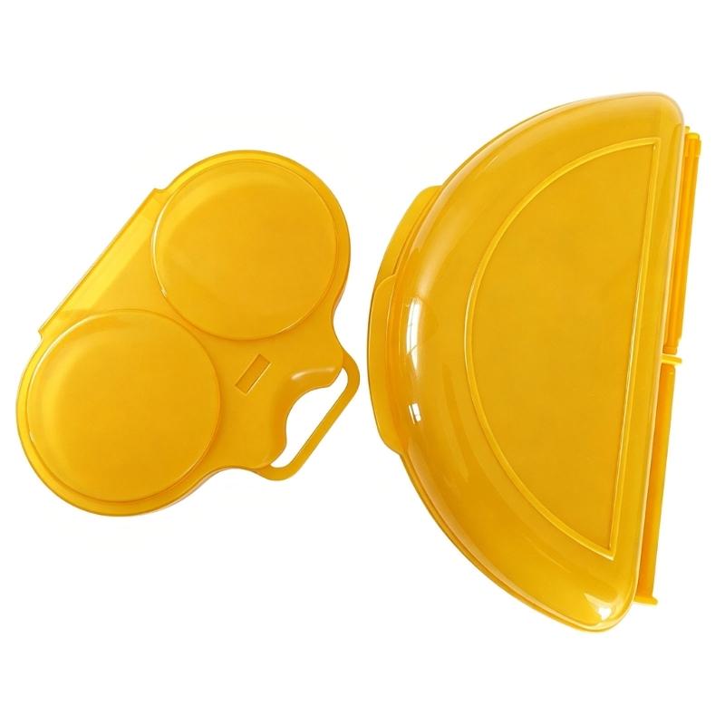 Microwave Eggs Cooker Set with Two-Well Poaching Tray, Lidded Eggs Maker, and Polypropylene Molded Construction for Eggs Dishes