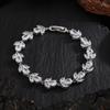 ZAKOL Exquisite Shiny Flowers Cubic Zirconia Bracelet Bangle for Women Silver Color Engagement Wedding Fashion Jewelry