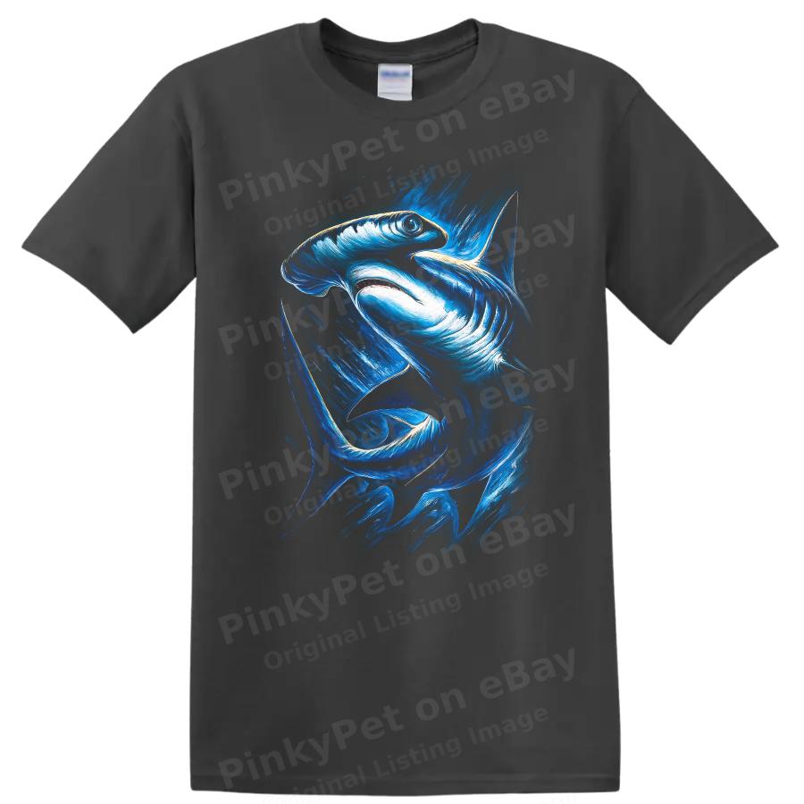 Shark Graphic T Shirt Ocean Life Blue Art Style Tee Fishing Lover Gift
