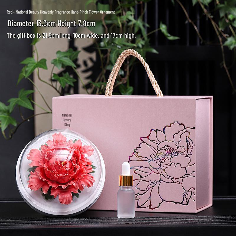 Luxury Ceramic Peony Incense Burner - Elegant Fragrance Ornament for Office or Home, Personalized Business Souvenir with Custom Logo