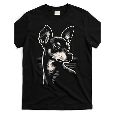 Europäische Größen Zwergpinscher Hundegesicht Kunstdesign Und [Cooles Design] Street Trending Style T-Shirt Bequem