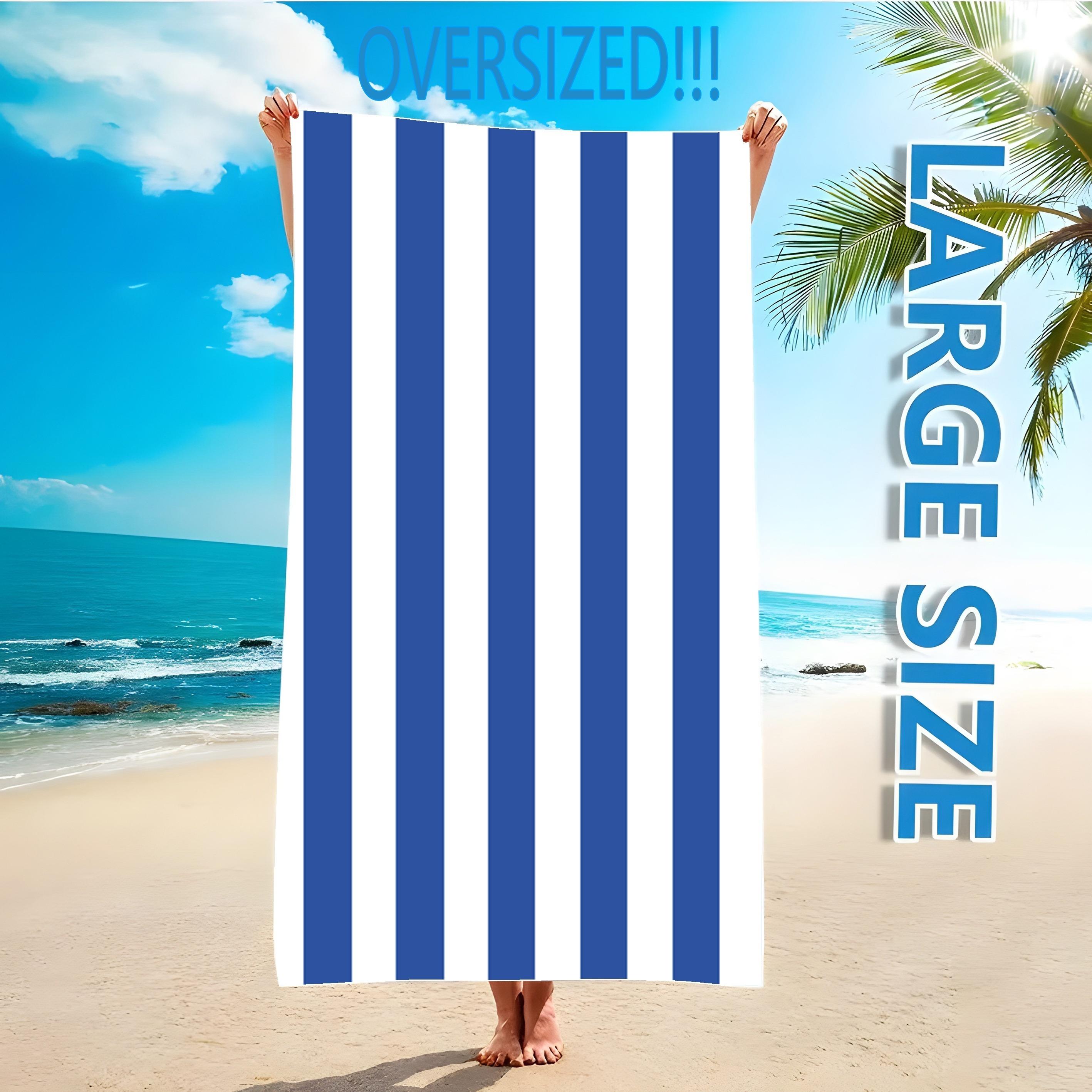 

Oversized Blue & White Striped Large Beach Towel for Ultimate Sunbathing Suitable for towels, bath towels, beach towels W40*H60(CM)