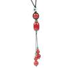 GEMCHIC Women's Ethnic Style Red Agate Long Necklace Vintage Glass Bead Pendant Sweater Chain Boho Jewelry Gift