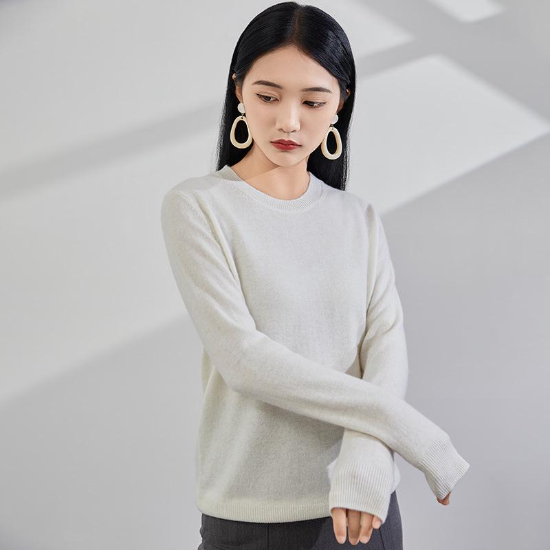 2024 Autumn/Winter Women's Pure Cashmere Round Neck Sweater - Versatile Casual Knit Pullover