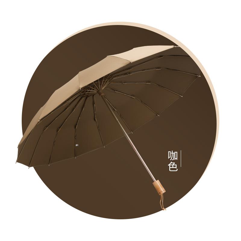 

Новый зонт от солнца с 16 костями, однотонный, маленький, свежий цвет, клеевой, тройной, с деревянной ручкой кофейный