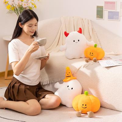 Halloween Pumpkin Throw Pillow Plush Toy Doll Little Monster Ghost Doll Children Soothing Rag Doll
