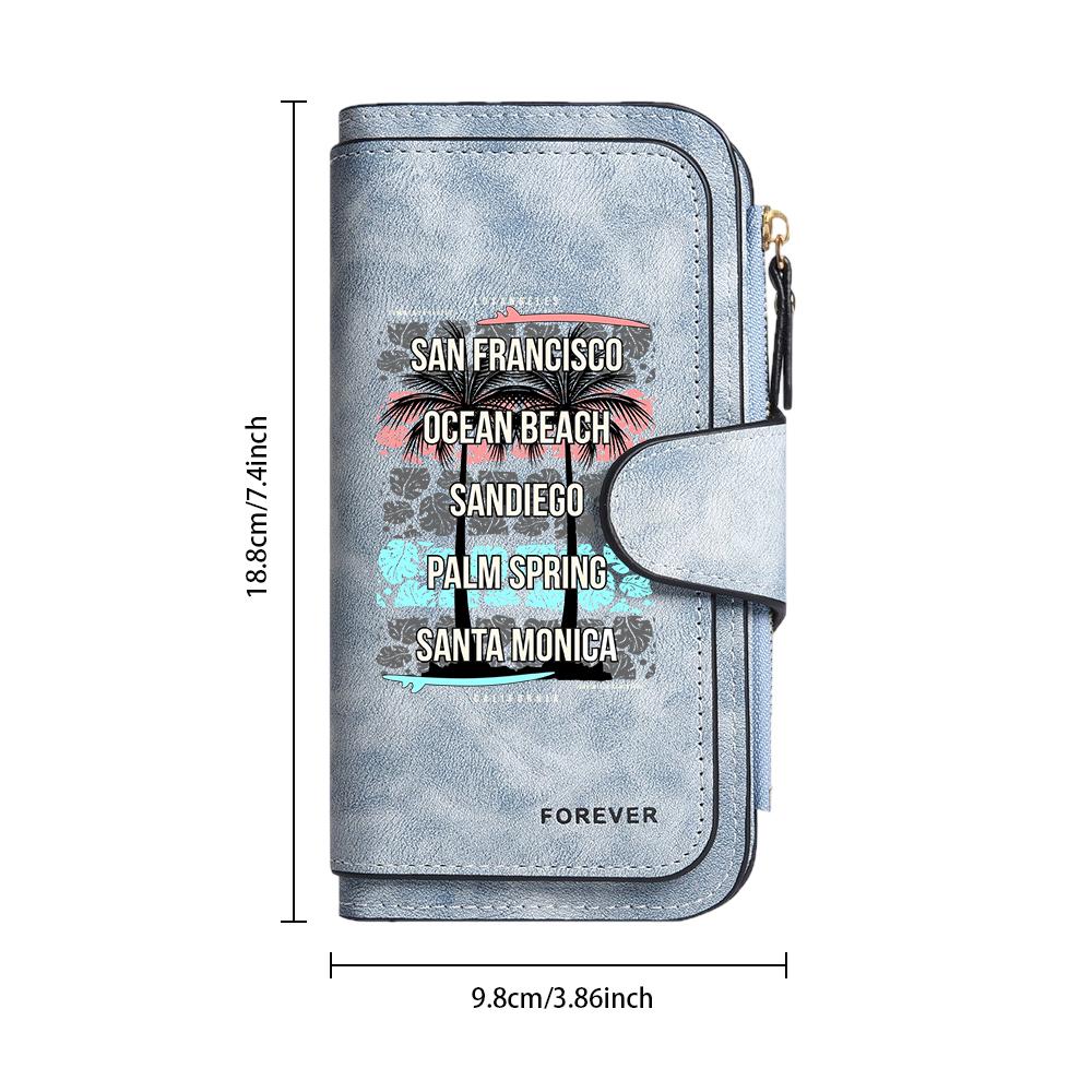 Vintage Printed Long Wallet with Multi Card Slots Fashion Portable PU Leather Wallet for Daily Use