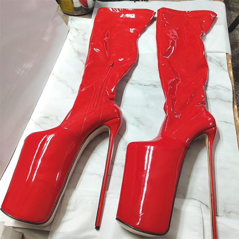 Sexy 19cm Over the Knee High Boots Women High Heel Party Dance Fetish Nightclub Shoes Red Platform Thigh High Boot Big Size 48