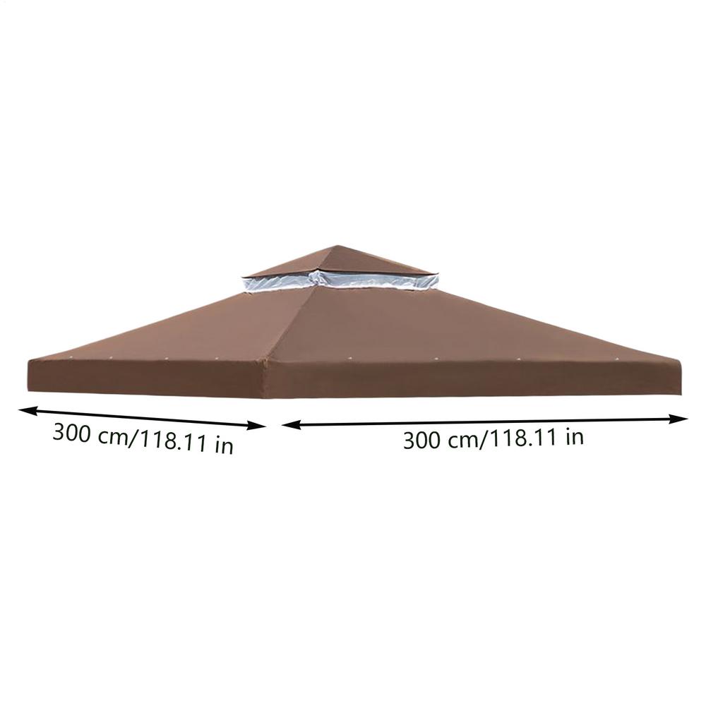 Outdoor Replacement Canopy Top 10x10ft 300D Polyester Cloth Double Tier Gazebo Roof Cover Garden BBQ Gazebo Top Replacement Cove