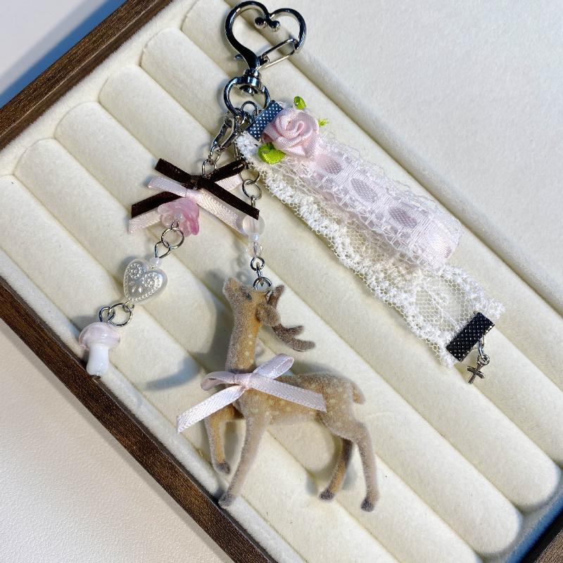 Versatile Portable Deer Keychain Handmade Phone Charms Korean Style Diy Bead Case
