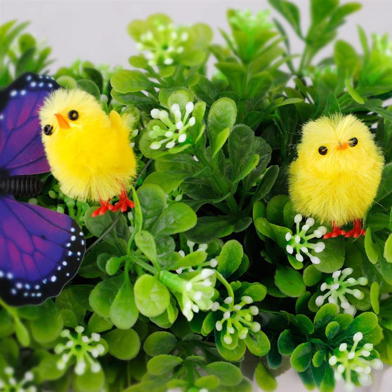 6Pcs Easter Decor Miniature Chicks Realistics Chick Figurine Baby Chick Plastic Yellow Chicks Easter Table Ornaments Decoration