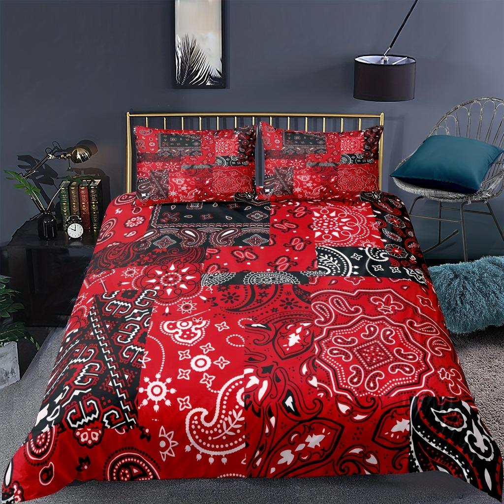Comforter 2/3Pcs Paisley Bandanna Printed Comfortable Paisley Flowers Bedding Set For Bedroom Machine Washable