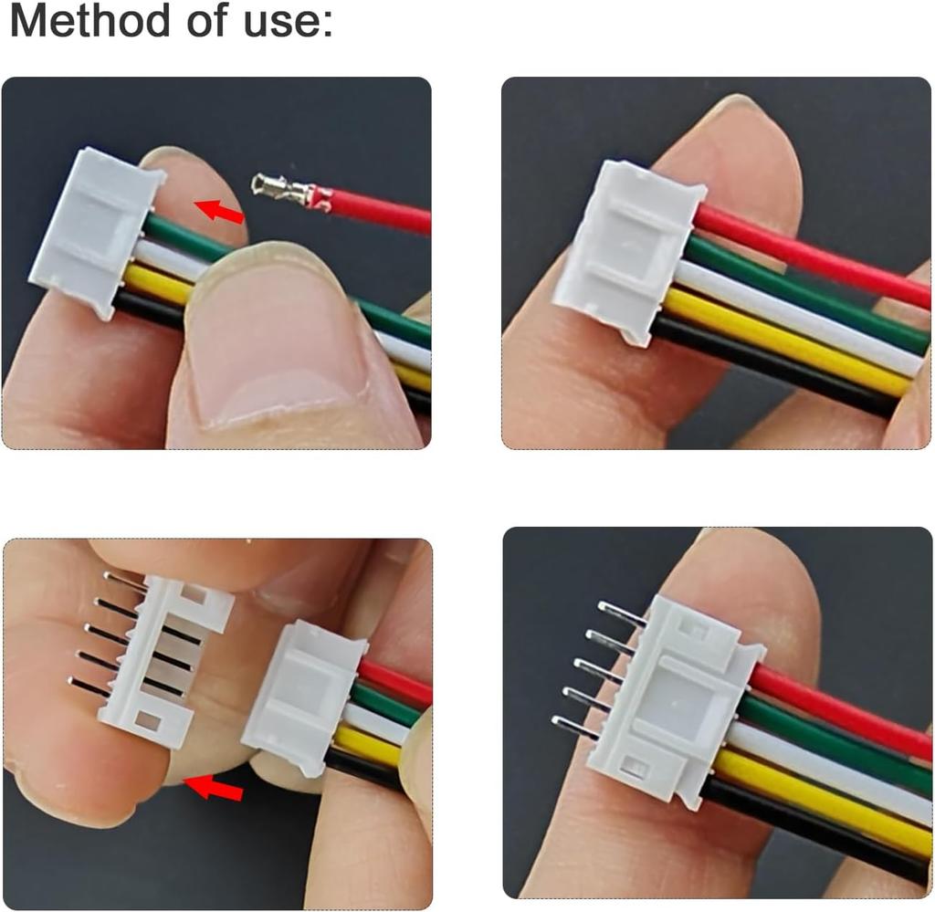 JST Kontaktkit 420 st 1,5 mm – Hane och Hona med Förkrympta 26AWG-kablar – Idealisk för 3,7V / 7,4V Batteri, Drönare, Elektronik, RC-modeller