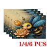 4/6pcs Rectangular Placemats - 12X18 Inch Dreamy Angel Bee Table Mats with 2D Element Design, Durable And Washable Polyester