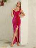 Europe and the United States popular temperament celebrity banquet light luxury dress, slim tube top suspender velvet model dress