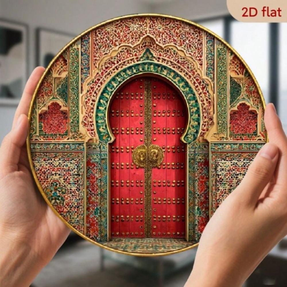 Metal Wall Art Moroccan Arabian Geometric Aluminum Poster 8x8 Inch Waterproof for Living Room