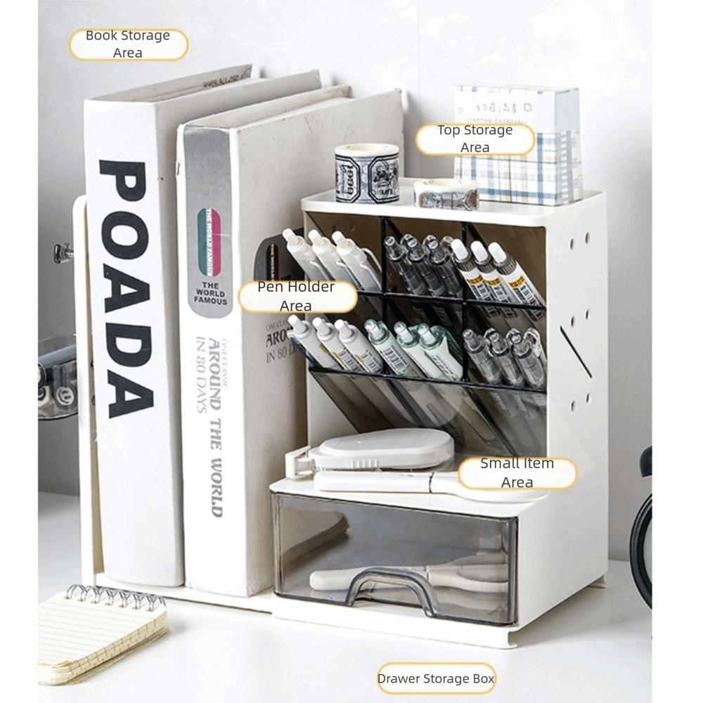 Large-Capacity Desktop Pen Holder Oblique Design Book Storage Rack Durable Desk Organizer  Home